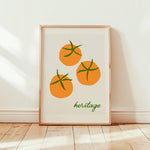 colourful stylish orange tomato art print in summer bedroom