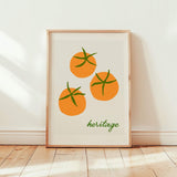 colourful stylish orange tomato art print in summer bedroom